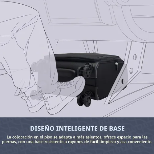 Vista 8 de Verage Equipaje de mano debajo del asiento de 14 pulgadas con ruedas giratorias y puerto de carga USB, maleta con ruedas para aerolíneas, bolsa Negro