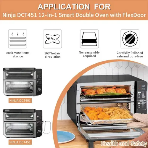 Vista 4 de GWY Piezas de repuesto para Ninja DCT451 DCT401 DCT402BK Horno doble inteligente 12 en 1, 13 pulgadas × 12.6 pulgadas, accesorios de repuesto