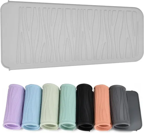 Vista 12 de Alfombrilla de silicona resistente al calor con bolsa para herramientas de peinado del cabello, 1 unidad, gris, silicona, plana, cabello seco, 11 x