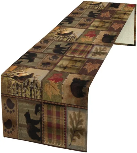 Vista 33 de Camino de mesa con estampado de vaca, camino de mesa estilo occidental con estampado de cuero de vaca en blanco y negro, decoración de mesa