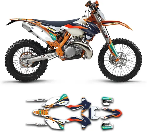 Vista 15 de Kit de calcomanías personalizadas para 125 200 250 300 350 450 500 EXC EXC-F XCW XC-W XCF-W 2014 2015, negro y azul, KTEXCW1416001-KR