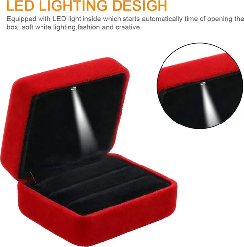 Vista 3 de GBYAN Ring Box for Wedding Ceremony Velvet Couple Ring Holder Double Slot Jewelry Storage Box for Engagement