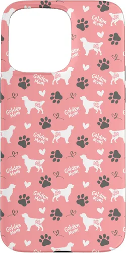 Vista 31 de Golden Retriever - Carcasa para iPhone 17, diseño de mamá y perro, diseño floral, color rosa