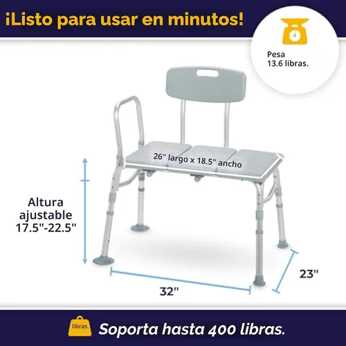Vista 4 de Drive Medical plástico transfer Banco, Gris, 12011KD-1, Sin empaque de fábrica, Gris, 1, 1