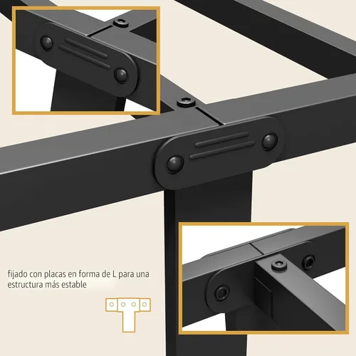Vista 5 de Base de cama Vengarus de metal, base de cama de tamaño individual con cabecero, estructuralmente estable, listones de acero resistentes
