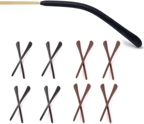 Vista 9 de 8 pares de puntas de punta de lentes para orejas, tubos antideslizantes, puntas de repuesto de silicona para patas de metal fino, 4 negro/4 blanco