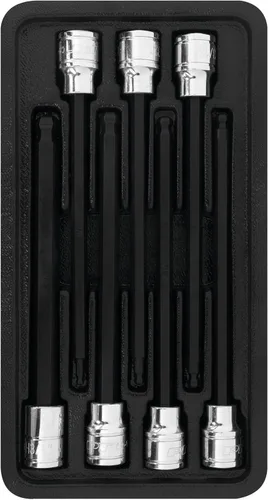 Vista 2 de Performance Tool W38750 - Juego de llaves hexagonales SAE de longitud extendida de 7 piezas, enchufes de acero al cromo vanadio con puntas S2