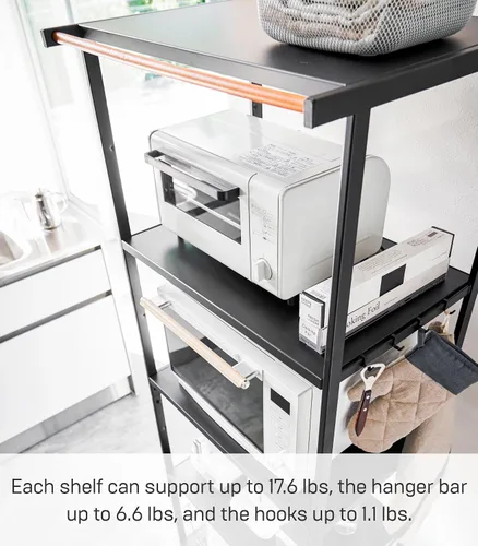 Vista 6 de YAMAZAKI Home Tower Estante de almacenamiento para electrodomésticos de cocina, estantería de metal, organizador de pie, estantes resistentes, 67