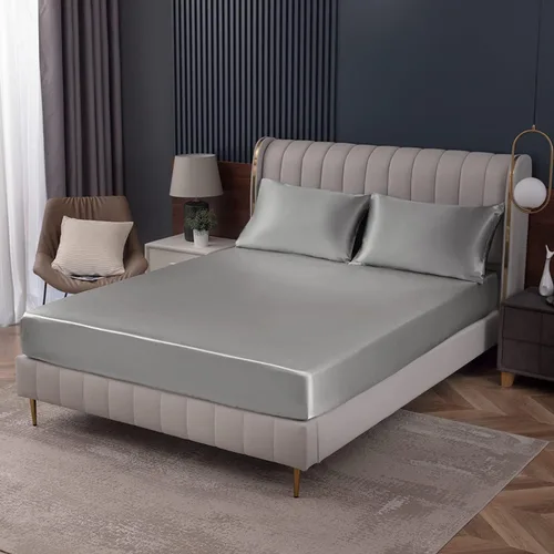 Vista 46 de Homiest Sábana bajera ajustable de satén azul bebé, tamaño individual, bolsillo profundo, ropa de cama lujosa y ultrasuave