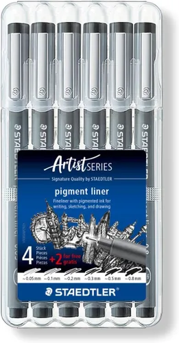 Vista 5 de Staedtler Pigment Liner 308 Negro 0.6 mm Paquete de 10