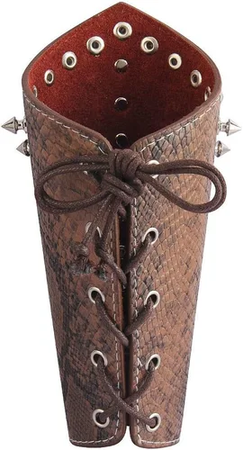 Vista 7 de Jeilwiy Pulsera de guante de cuero, brazaletes medievales, muñequera vikinga, caballero LARP, brazos vikingos, disfraz renacentista