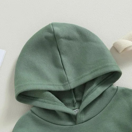 Vista 5 de AEEMCEM Sudaderas con capucha unisex para bebé, niño, niña, básicas, sólidas, de manga larga, con bolsillo de canguro, sudadera con capucha y sin
