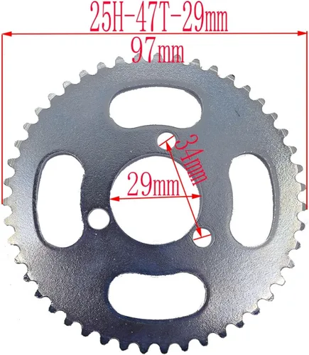 Vista 2 de Piñón trasero de 3 o 4 agujeros, compatible con Mini Moto ATV Quad Dirt Pit Pocket Bike Scooter eléctrico (color : 25H-47T-29MM 3)