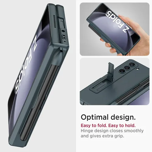 Vista 6 de Miimall Funda delgada para Galaxy Z Fold 5, Z Fold 2 Case Kickstand Hard PC Bumper Magnético Bisagra Funda para Samsung Galaxy Z Fold 5 2023 Verde