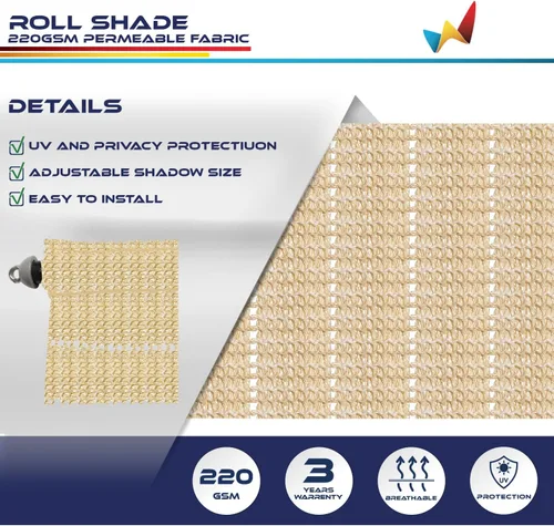 Vista 3 de Windscreen4less - Persianas enrollables para exteriores, Beige Hueco