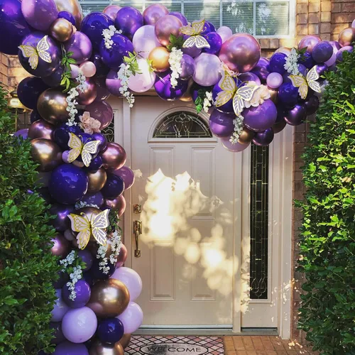 Vista 4 de Purple Balloon Arch Kit Purple Gold Balloons Birthday Decorations For Girls