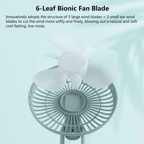 Vista 4 de Ventilador de escritorio plegable, ventilador de techo recargable USB con base de anillo, mini ventilador portátil silencioso de mesa
