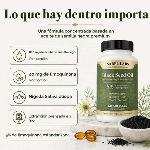 Vista 6 de Ethiopian Black Seed Oil Capsules, Cold Pressed, 60 Count