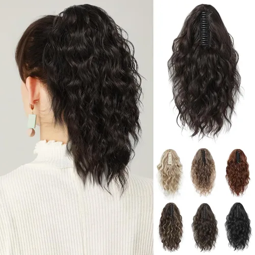 Vista 10 de REECHO Extensión de cola de caballo, extensiones de cabello rizado de cola de caballo de 18 pulgadas, extensiones de cabello sintético natural