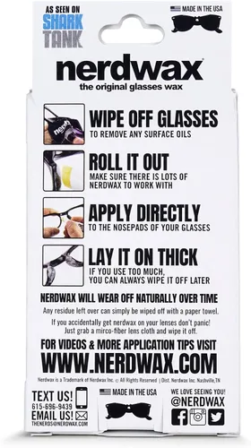 Vista 2 de Nerdwax Cera para gafas, paquete económico de 4 unidades, lentes para evitar deslizamientos, retenedor antideslizante para gafas, como se ve