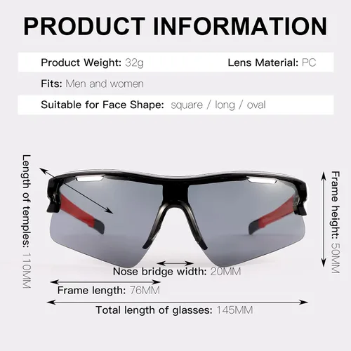 Vista 2 de Paquete de 4 lentes de sol de béisbol juveniles para hombres y mujeres, ligeros con protección UV, gafas de sol deportivas para ciclismo, correr