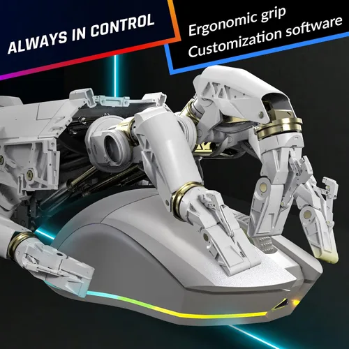 Vista 5 de KLIM Blaze Pro - Mouse inalámbrico recargable para juegos con base de carga RGB - Nuevo 2023 - Sensor de alta precisión y batería de larga duración