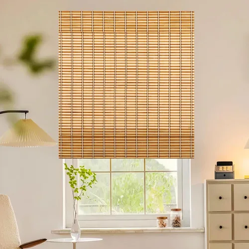 Vista 8 de ALIMOO Persianas romanas de bambú inalámbricas, persianas de bambú para ventanas interiores, hogar y jardín, fácil instalación, 32 pulgadas de ancho