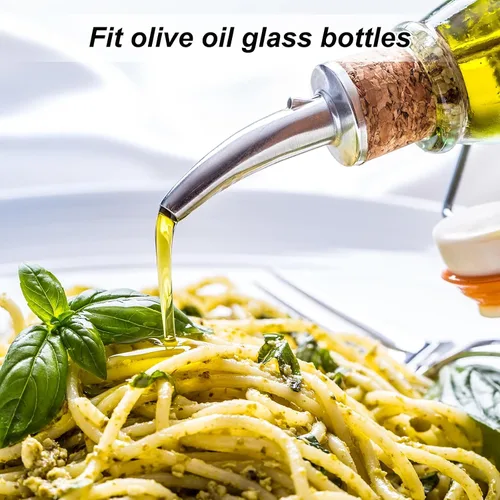 Vista 5 de uxcell Vertedores de botellas de acero inoxidable, 2 piezas de boquilla de aceite de oliva con tapa automática abatible, tapones de botella de vino