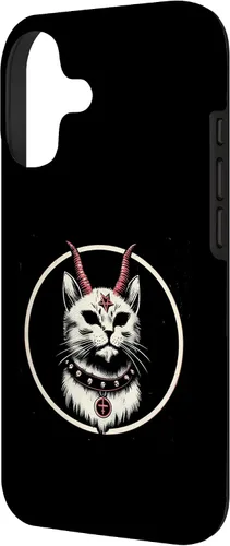 Vista 2 de Funda para iPhone 17 de Baphomet Satánico Oculto de Gato del Diablo
