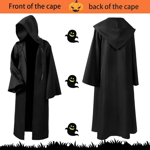 Vista 2 de Túnica con capucha para hombre, capa de caballero, disfraz de Halloween, túnica con capucha, capa de cosplay