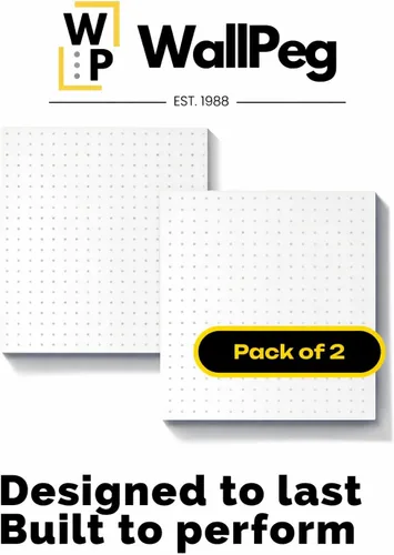 Vista 2 de WallPeg Kit de tablero de clavijas de plástico de 24 x 24 pulgadas (2, blanco)