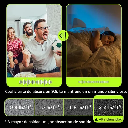Vista 2 de EEKIYA Paneles de espuma a prueba de sonido para paredes con paneles acústicos autoadhesivos, de recuperación rápida, absorbentes de sonido, paneles