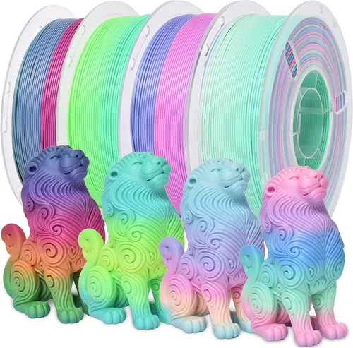 Vista 25 de Silk Rainbow 3D Printer Filament 1.75mm Multi-Color PLA Filament Fast Color Change Candy Color 3D Printing Filament, 1kg Spool Color caramelo