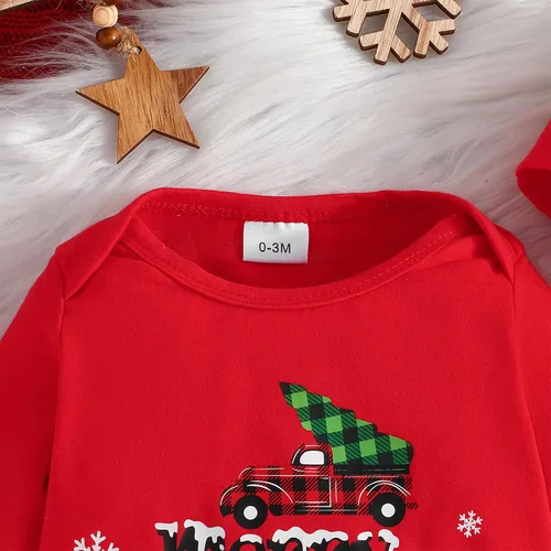 Vista 3 de Newborn Baby Boy Girl My First Christmas Outfits Sweatshirt Romper Long Pants Hat 3Pcs Xmas Fall Winter Clothes