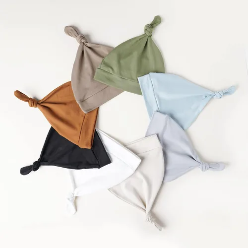 Vista 5 de Konssy Paquete de 8 gorros para bebé recién nacido, gorros suaves para bebés y niñas de 0 a 6 meses