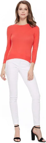 Vista 6 de YEMAK suéter de punto casual básico ligero con cuello redondo y manga 3/4 para mujer A.mk3636 - Negro
