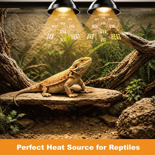 Vista 6 de Lámpara de calor de reptil de doble cabeza, temporizador 3H/6H/9H