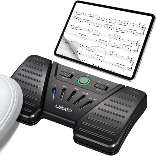 Vista 11 de LEKATO Girador de páginas inalámbrico Bluetooth para iPad, tabletas, teléfonos Android e iOS, pedal silencioso USB iPad para músicos, control