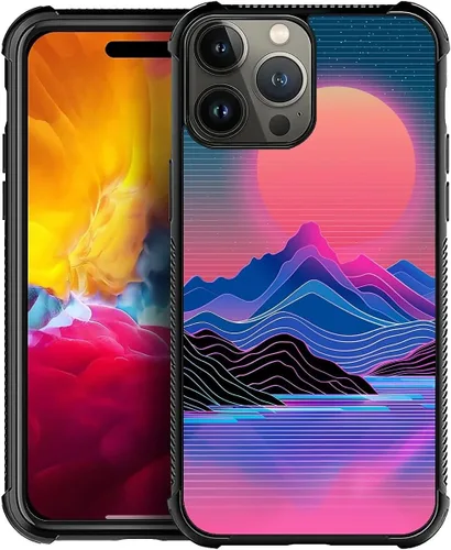 Vista 9 de CARLOCA Funda compatible con iPhone 12 Mini, funda Synthwave Purple Landscape Retro para iPhone 12 Mini, diseño gráfico, a prueba de golpes