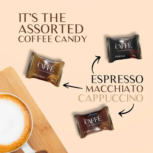 Vista 6 de Maestro Massimo IL Caffè Best Coffee Candy Envuelto individualmente, surtido con relleno - Macchiato, espresso, capuchino