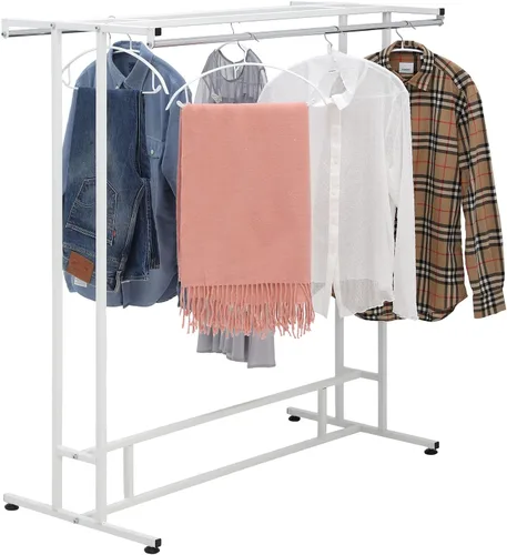 Vista 6 de Perchero de acero inoxidable de doble varilla estilo tienda departamental/estante para exhibición de ropa - MyGift
