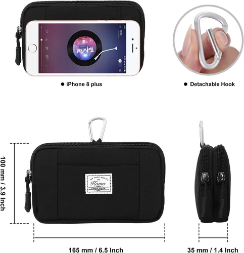 Vista 4 de KAMO Funda multiusos de lona horizontal para smartphone, funda para teléfono celular con asa para cinturón, bolsas de cinturón para mujeres, funda