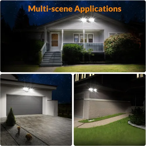 Vista 5 de LEPOWER Luz de inundación LED de 3000LM para exteriores, luz de seguridad LED controlada por interruptor, luces exteriores de 28 W con 2 cabezales