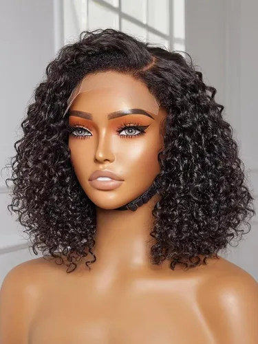 Vista 13 de Pelucas cortas de cabello humano rizado estilo Bob con reflejos, pelucas de encaje frontal HD de 13 x 4, pelucas de cabello brasileño con corte