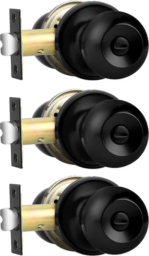 Vista 17 de Probrico - Perilla interior para puerta de baño, manija de puerta sin llave para dormitorio, juego de cerradura para puerta interior con perilla