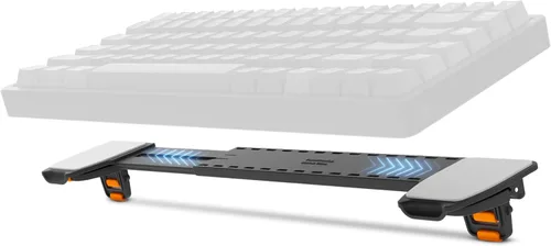 Vista 10 de ESC Soporte de teclado de computadora abatible para escritorio, elevador de teclado inclinado y soporte para laptop con 3 ángulos ajustables
