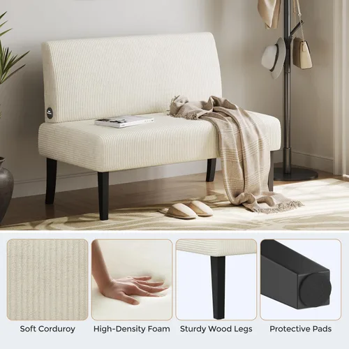 Vista 5 de Yaheetech Sofá pequeño de dos plazas sin brazos, futón de tercioryl para dormitorio, tela de corduroy y montaje fácil, para espacios pequeños, sala
