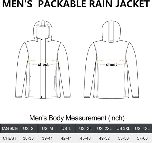 Vista 6 de 33,000ft Chaqueta impermeable plegable para hombre, ligera, impermeable, con capucha para golf, ciclismo, rompevientos