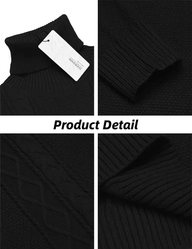 Vista 5 de COOFANDY suéter de cuello alto para hombre estilo informal de punto para hombre