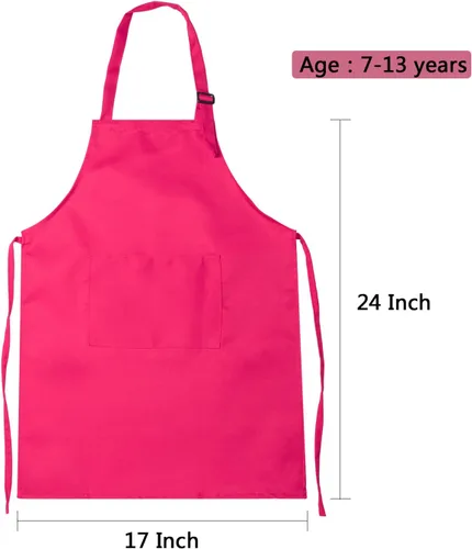 Vista 2 de Syhood Paquete de 6 delantales para niños a granel con 2 bolsillos ajustables para niños, delantal de chef artístico, para cocinar, hornear, pintar